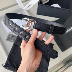 CHANEL 25S BELT 30 MM IN BLACK CALFSKIN 616604