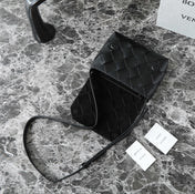 BOTTEGA VENETA 25S DIAGO 22 IN BLACK CALFSKIN PATENT SILVER HARDWARE