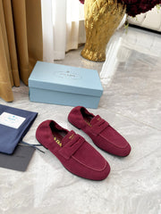 PRADA 25S LOAFERS IN DARK RED SUEDE