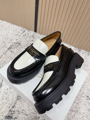 DIOR 25S BOY PLATFORM LOAFERS IN BLACK MIX WHITE CALFSKIN
