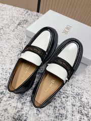 DIOR 25S BOY PLATFORM LOAFERS IN BLACK MIX WHITE CALFSKIN