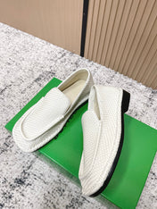 BOTTEGA VENETA 26S LOAFERS IN WHITE INTRECCIATO CALFSKIN