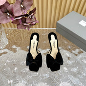 HIGH HEEL 10 MULE IN BLACK VELVET WITH BOW