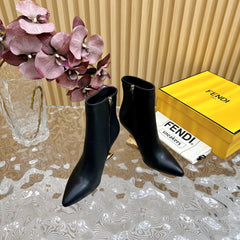 FENDI FIRST 80 MM BOOTS IN BLACK CALFSKIN WITH GOLD HARDWARE