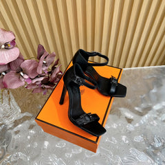 JULY SANDAL 105 MM IN BLACK CALFSKIN