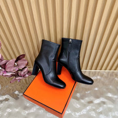 HM 25S ANKLE BOOTS 70 MM IN BLACK LAMBSKIN