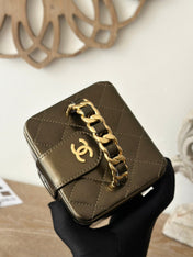 MINI VINTAGE COSMETIC BAG 11 IN MIKADO SHINY CALFSKIN GOLD HARDWARE