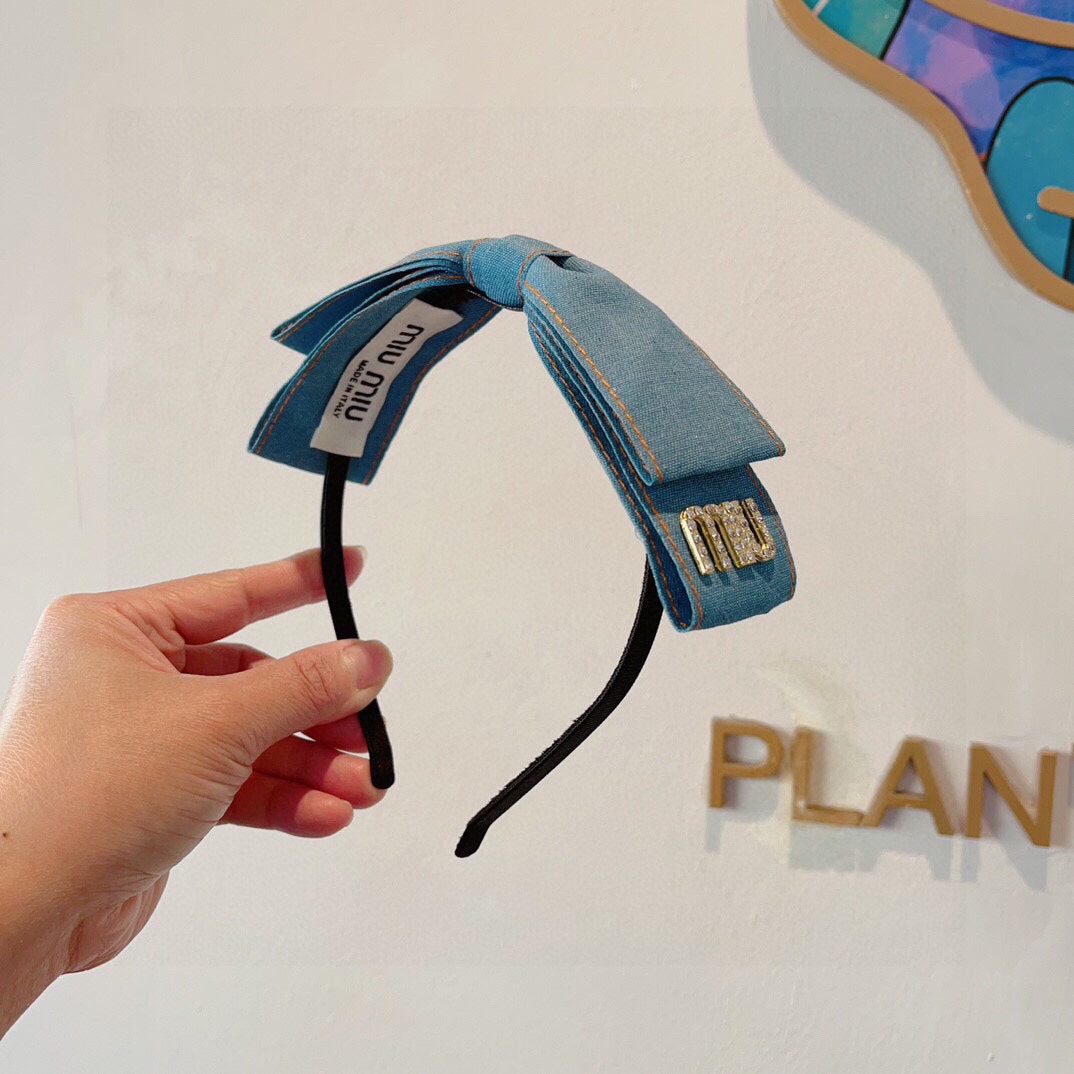 BOW HEADBAND IN BABY BLUE DENIM 398854