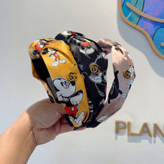 MICKEY PRINT HAIRBAND IN YELLOW SILK 409359