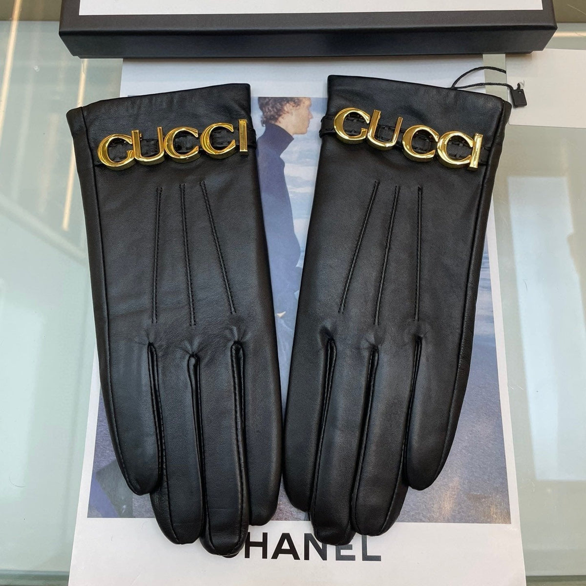 EUROPEAN GLOVES IN BLACK LAMBSKIN WITH CASHMERE LINING 376727