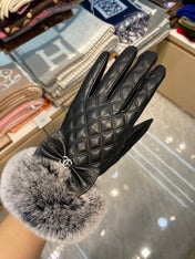 GLOVES IN BLACK LAMBSKIN WITH RABBIT FUR 463833