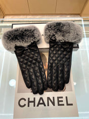 GLOVES IN BLACK LAMBSKIN WITH RABBIT FUR 463833