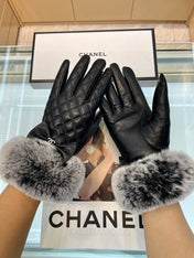 GLOVES IN BLACK LAMBSKIN WITH RABBIT FUR 463833