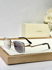 PANTHÈRE PHOTOCHROMIC LENSES RIMLESS SQUARE FRAME SUNGLASSES 580910 IN METAL