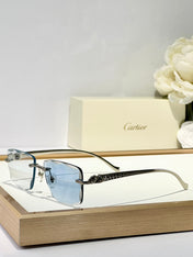 PANTHÈRE PHOTOCHROMIC LENSES RIMLESS SQUARE FRAME SUNGLASSES 580911 IN METAL