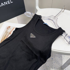 CAMISOLE 624506 IN BLACK COTTON RIBBED