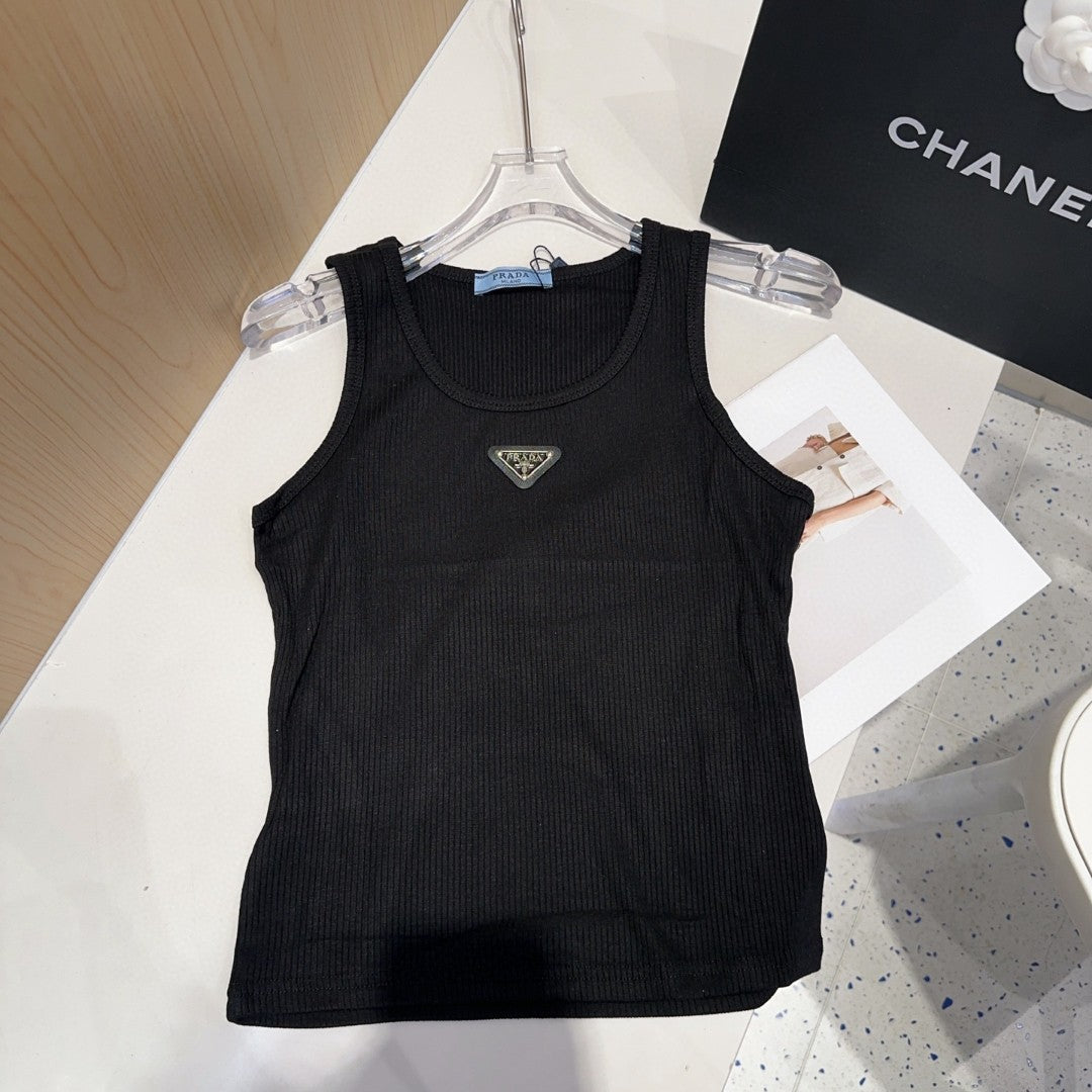 CAMISOLE 624506 IN BLACK COTTON RIBBED