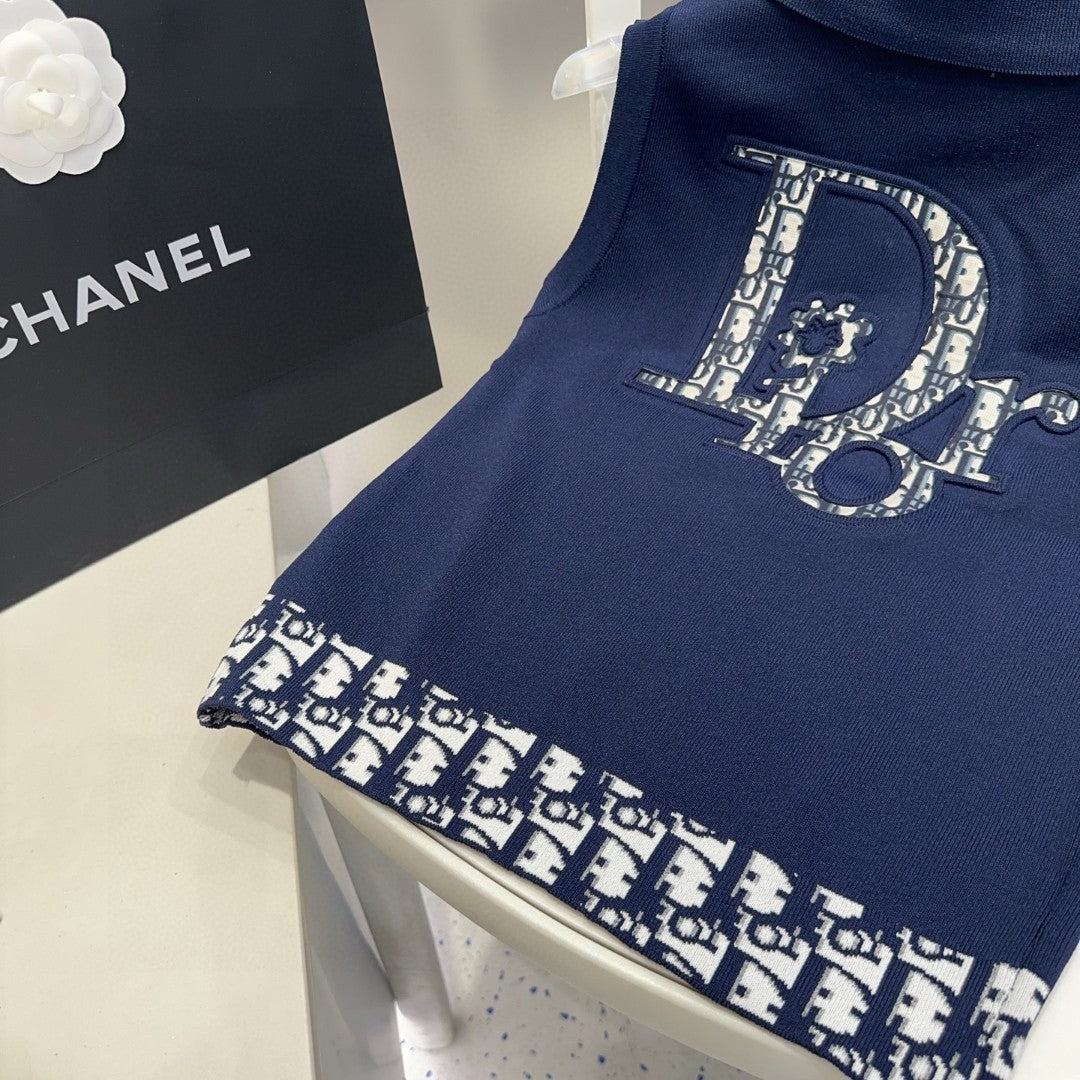 POLO TANK TOP 639172 IN NAVY BLUE COTTON RIBBED KNIT