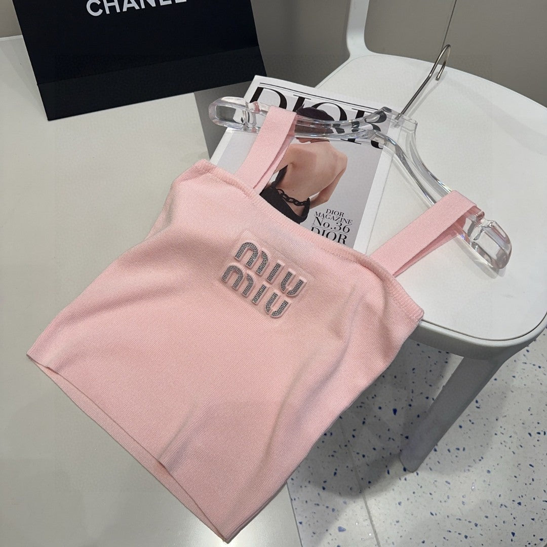 CAMI TOP 643227 IN PINK COTTON RIBBED KNIT