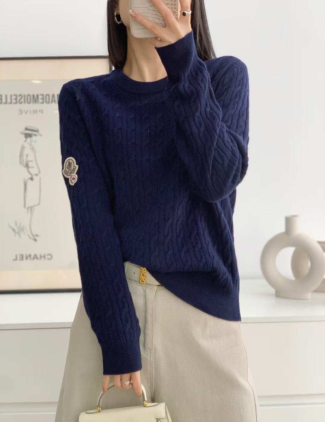 MONCLER 25S LONG-SLEEVE CREWNECK SWEATER 380