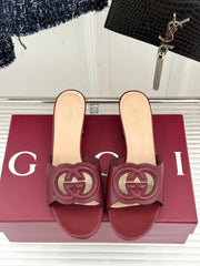 MID-HEEL MULE IN RED CALFSKIN