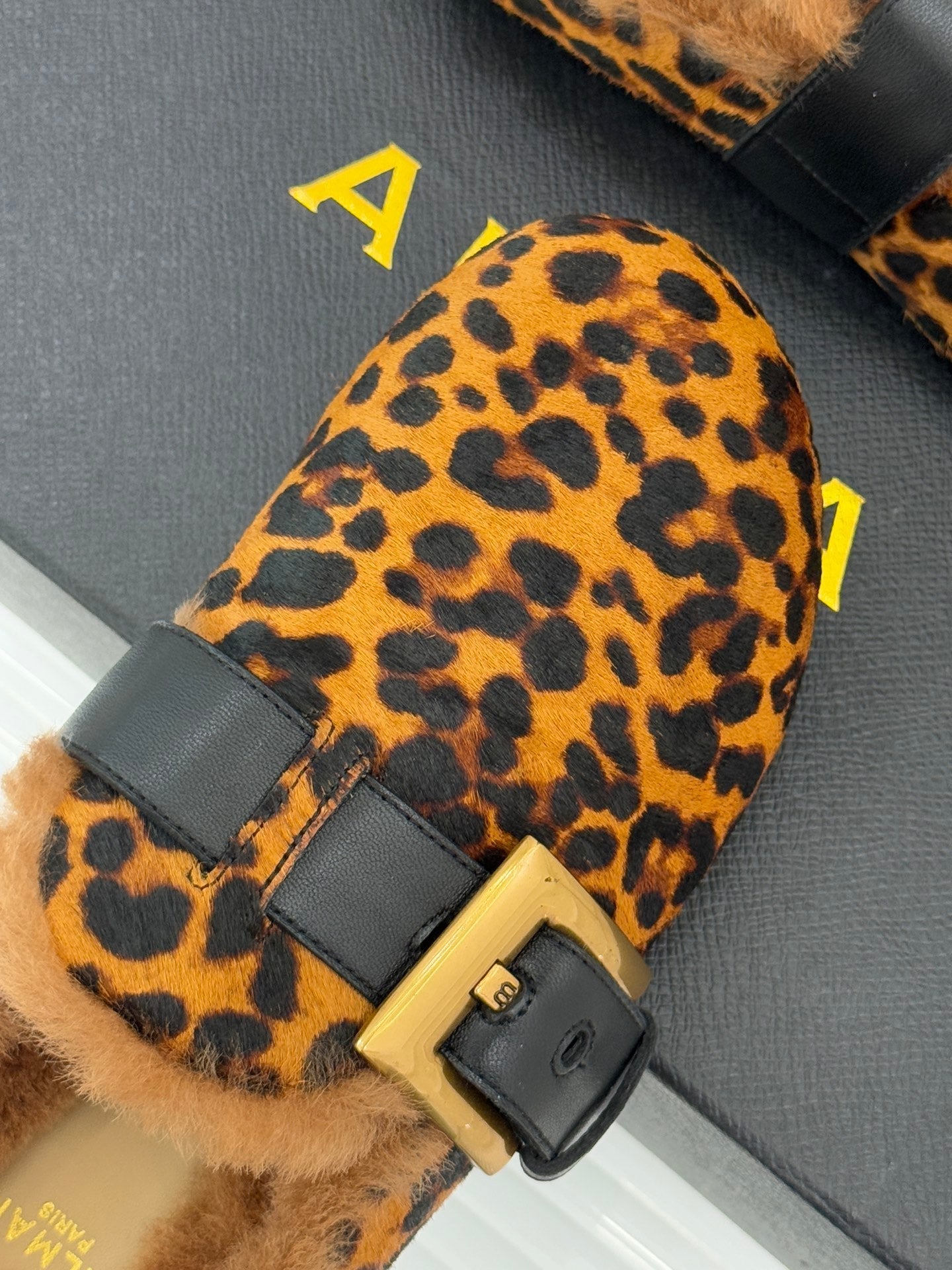 BALMAIN 26S ANTHEM MULES IN LEOPARD PRINT PONY HAIR