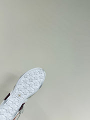 LACE-UP BOOTS IN BEIGE SUEDE AND WHITE MESH