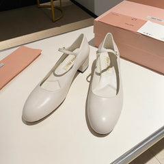 MARY JANE SHOES CLASSIC WHITE SHEEPSKIN