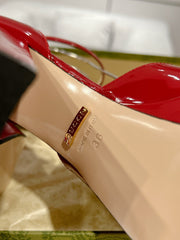 HIGH SANDAL SQUARE HEEL 12 CM IN CHERRY RED CALFSKIN