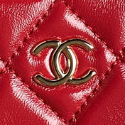 CAMERA BAG 24 IN RED SHINY CALFSKIN GOLD CHAIN