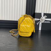 CAMERA BAG 24 IN MIMOSA YELLOW SHINY CALFSKIN GOLD CHAIN