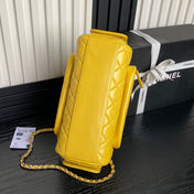 CAMERA BAG 24 IN MIMOSA YELLOW SHINY CALFSKIN GOLD CHAIN