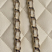 COSMETIC BAG 19 IN CREAM GRAINED CALFSKIN GOLD HARDWARE