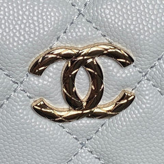 CHANEL 25S COCO CRUSH HANDLE BAG 19 IN LIGHT BLUE CAVIAR LEATHER