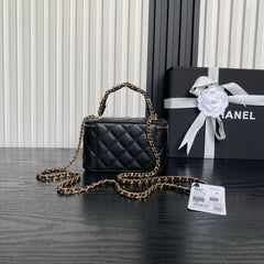 CHANEL 25S VANITY CASE BAG 19 IN BLACK CALFSKIN GOLD HARDWARE