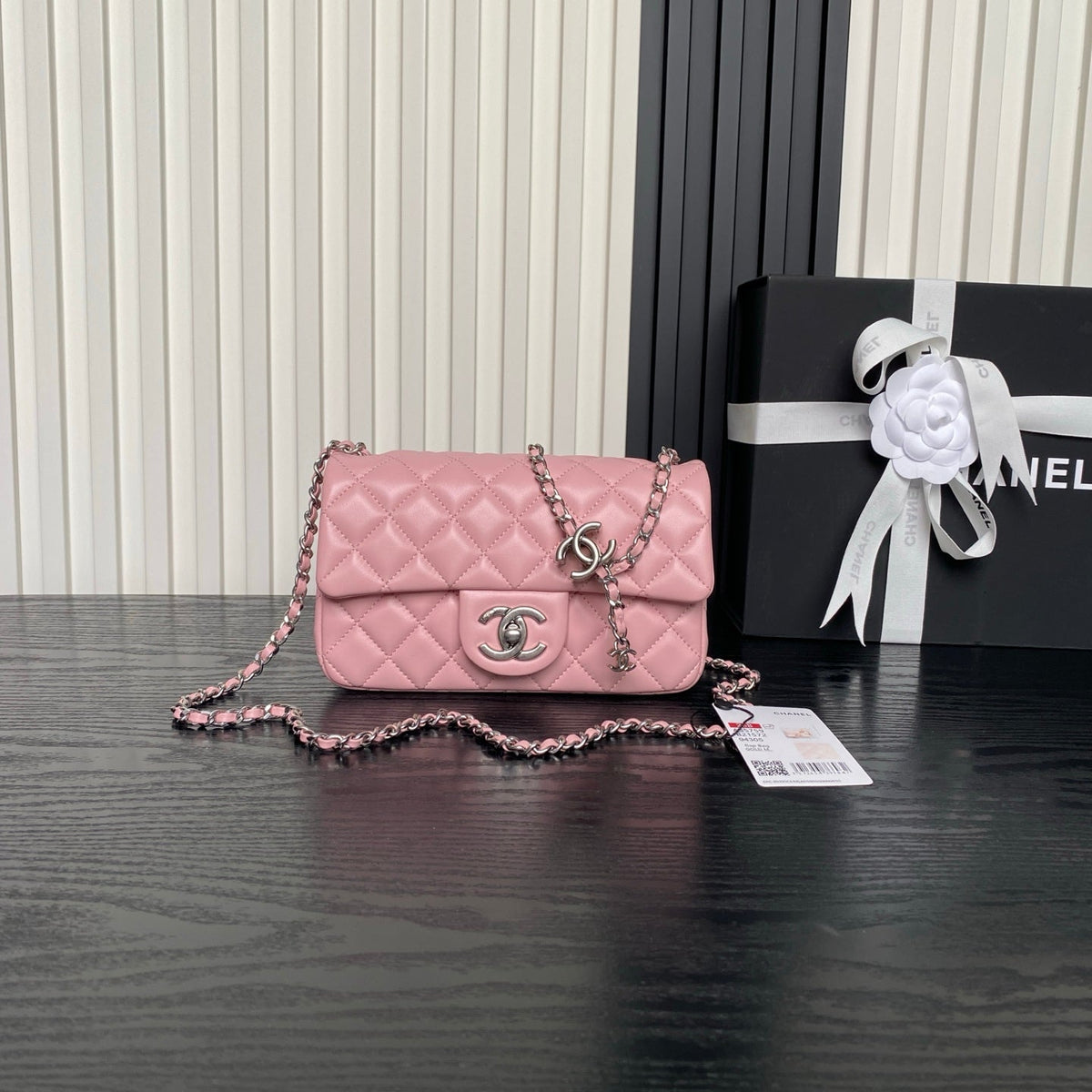 CHANEL 25S FLAP BAG 20 IN PINK BABY CALFSKIN SILVER HARDWARE