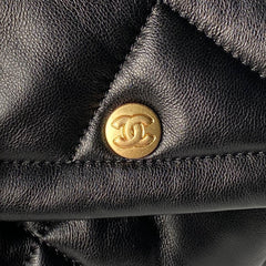 CHANEL 25S FLAP BAG 45 IN BLACK LAMBSKIN WITH GOLD HARDWARE