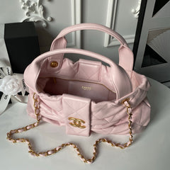 CHANEL 25S BOW BAG 38 IN PINK LAMBSKIN WITH GOLD HARDWARE