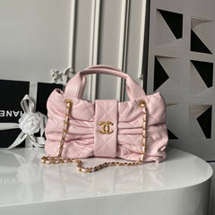 CHANEL 25S BOW BAG 38 IN PINK LAMBSKIN WITH GOLD HARDWARE