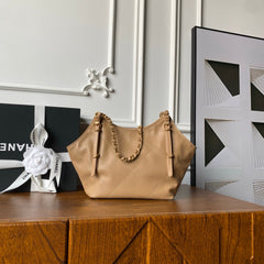 CHANEL 25S TOTE BAG 28 IN LIGHT BROWN CALFSKIN WITH GOLD HARDWARE