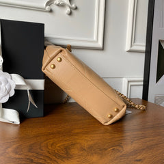 CHANEL 25S TOTE BAG 28 IN LIGHT BROWN CALFSKIN WITH GOLD HARDWARE