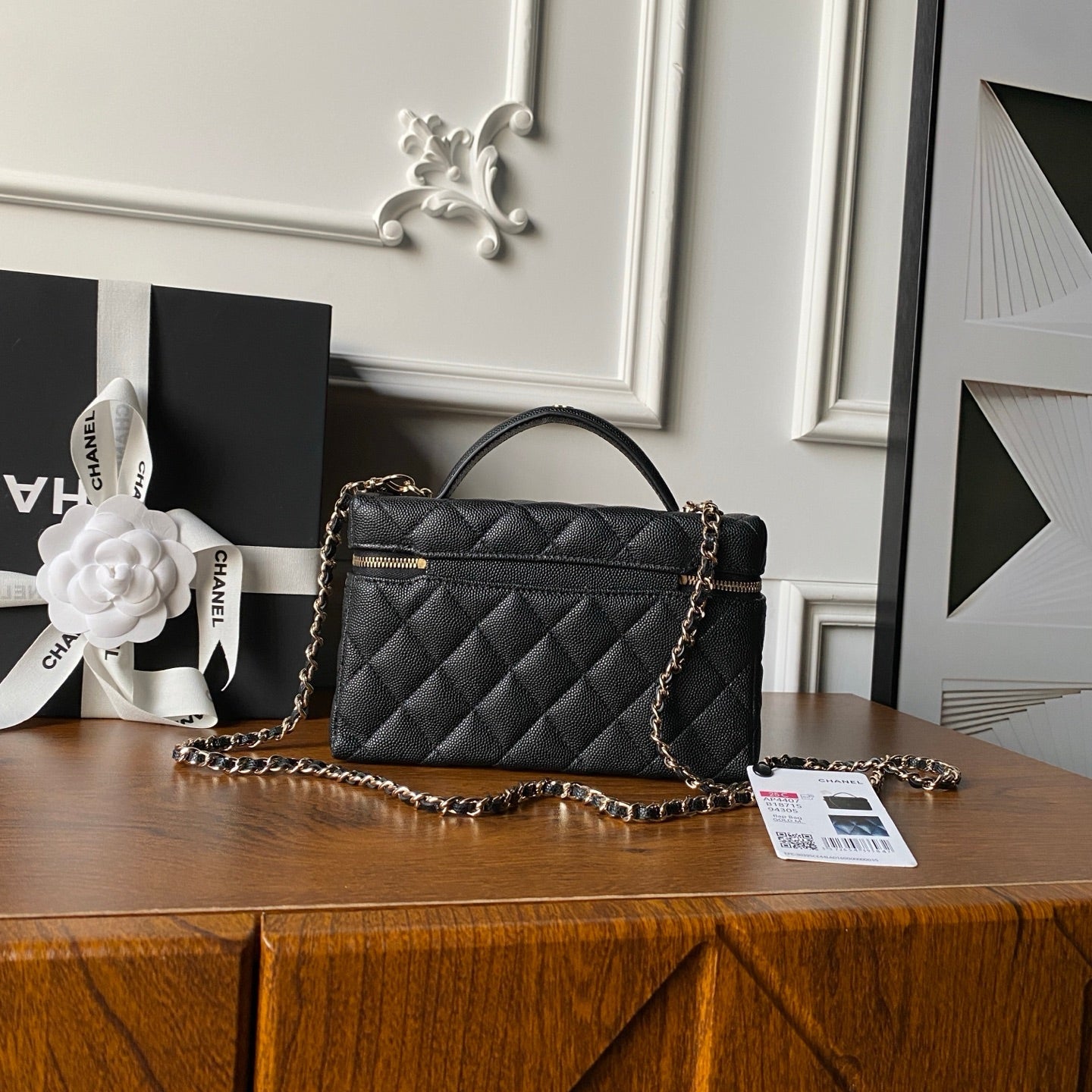 CHANEL 25S VANITY BAG 20 IN BLACK CAVIAR LEATHER