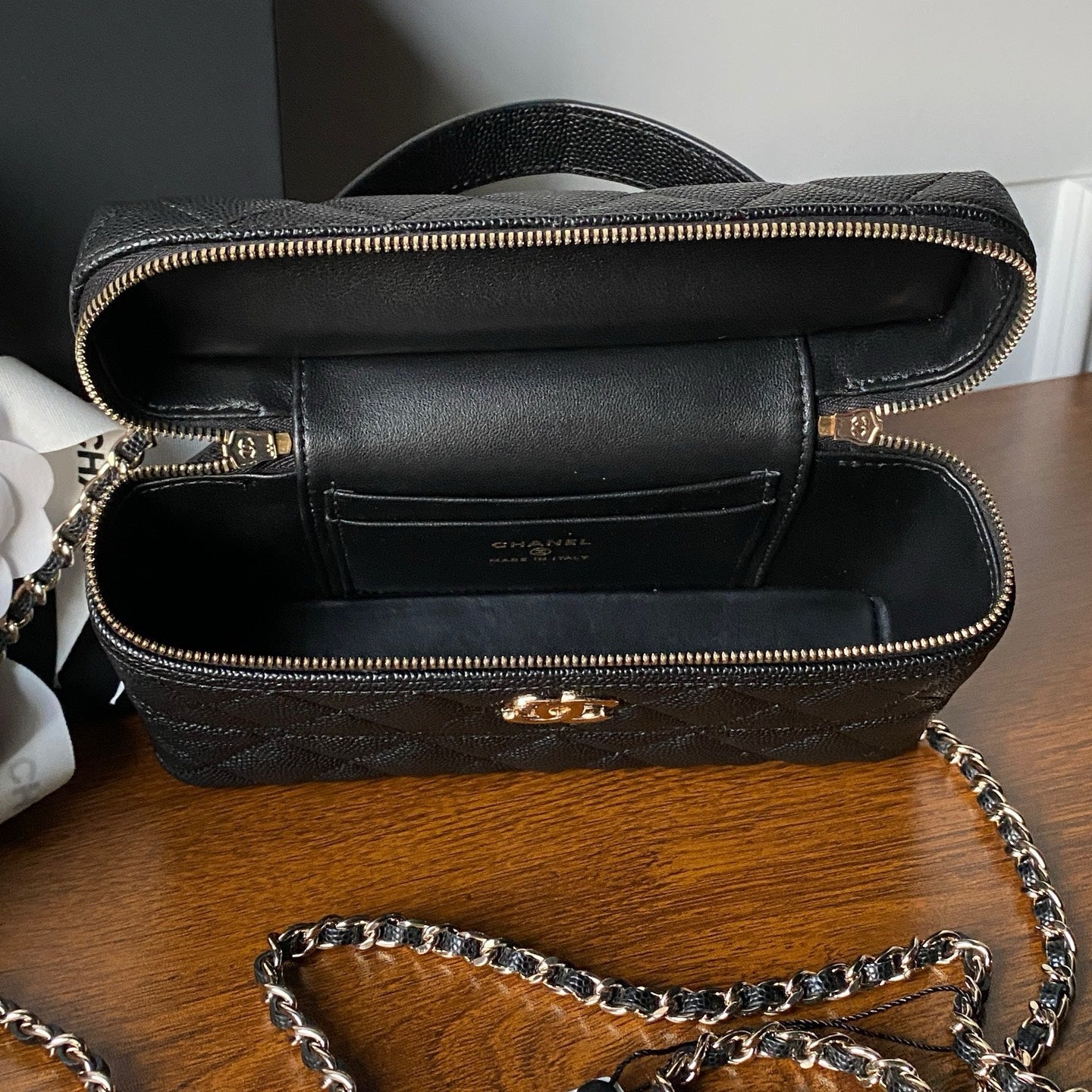 CHANEL 25S VANITY BAG 20 IN BLACK CAVIAR LEATHER