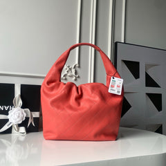 CHANEL 25S HOBO BAG 45 IN CORAL RED LAMBSKIN