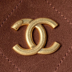 CHANEL 25S HOBO BAG 31 IN DARK BROWN SUEDE WITH GOLD HARDWARE