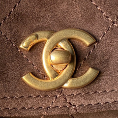 CHANEL 25S SHOULDER BAG 30 IN DARK BROWN SUEDE WITH GOLD HARDWARE