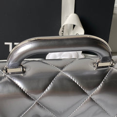 CHANEL 25S FLAP BAG 29 IN SILVER METALLIC CALFSKIN