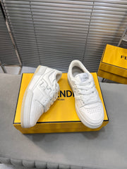 FENDI MATCH LOW TOPS IN WHITE CALFSKIN AND MESH