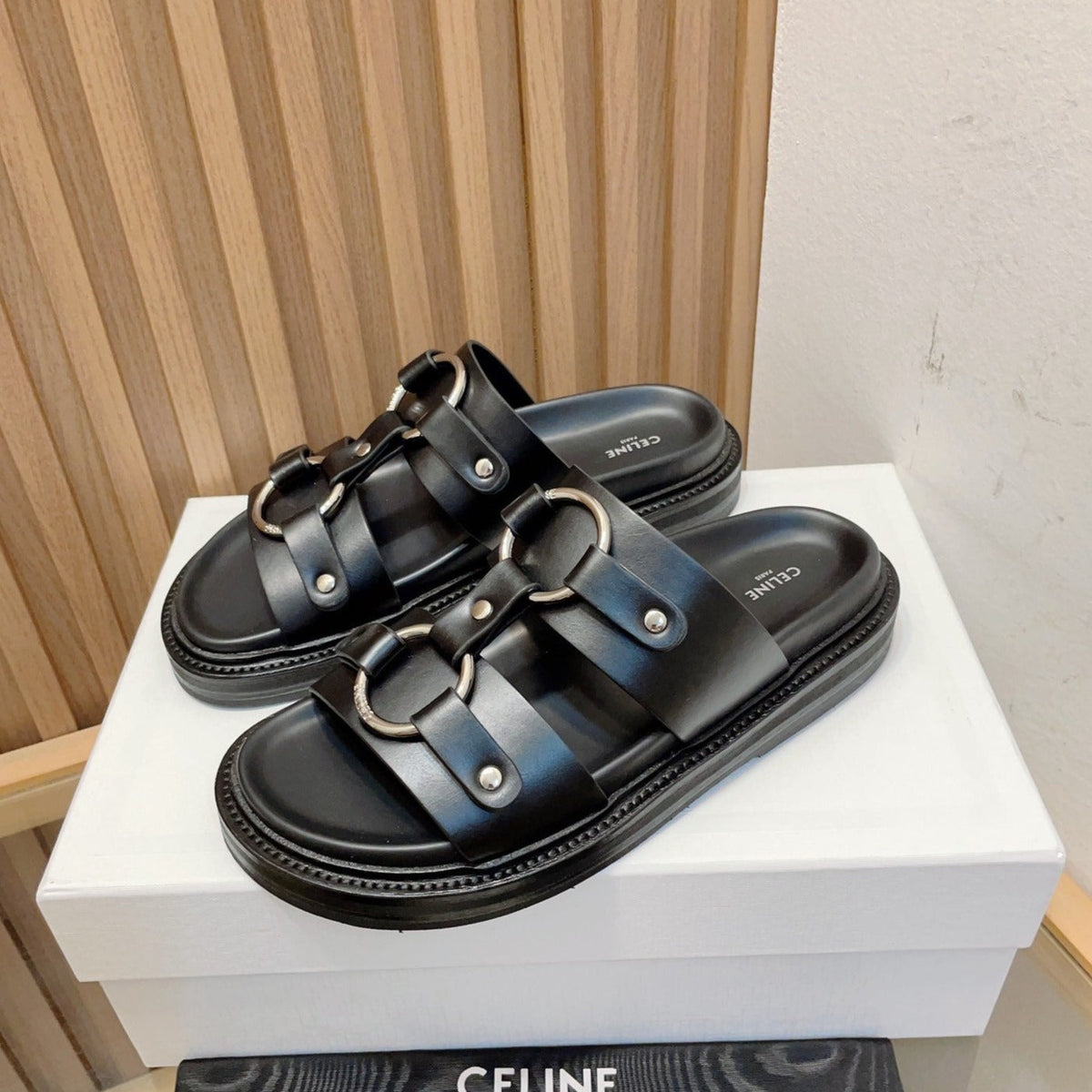DAD SANDALS BLACK CALFSKIN