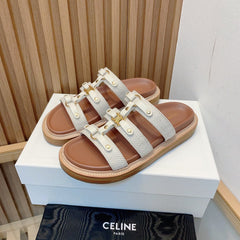 TIPPI SLIDE IN CANVAS & CALFSKIN NATURAL WHITE